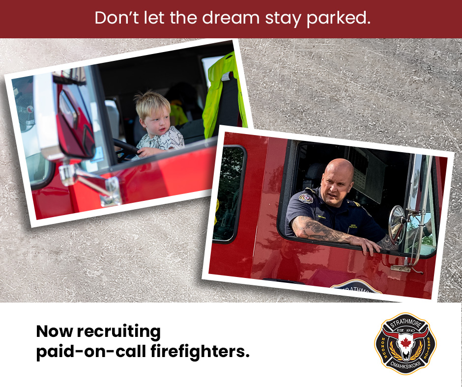 two photos with one of a boy in a firetruck and the other of a grownup firefighter