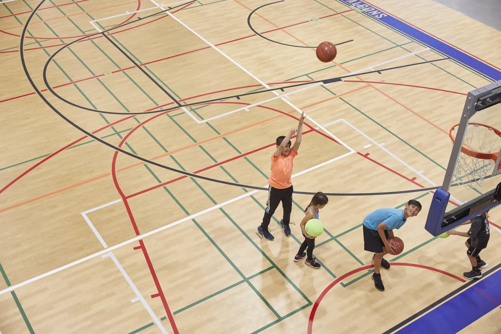 Kids playing basketball