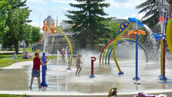 kids playing at splash pad